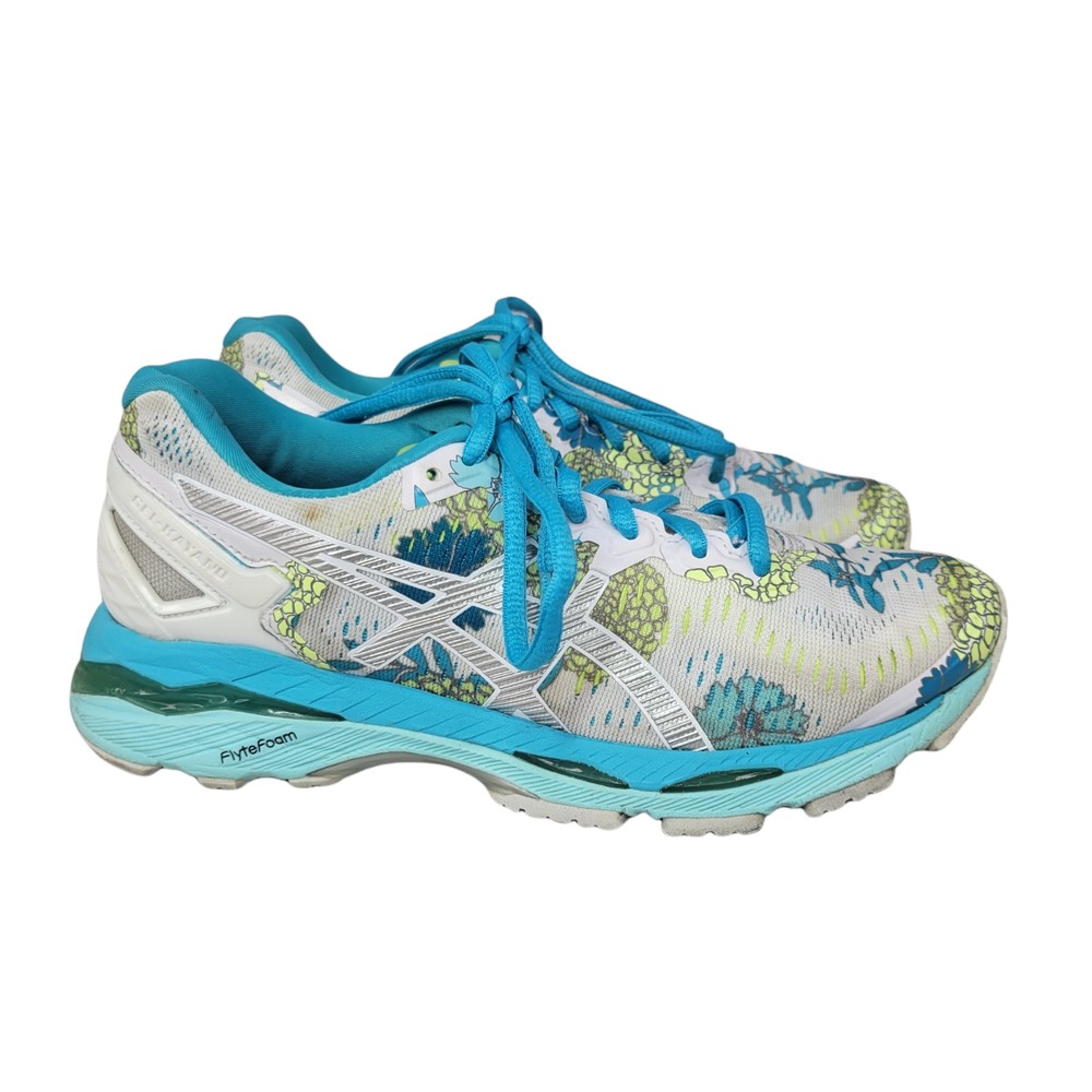 Asics Gel Kayano 23 Running Shoe Womens Size 5.5 LTD Edition White Floral T6A5N